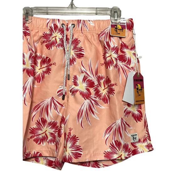 The Endless Summer Swim Trunks Elastic Waistband Quick Dry Floral Pink M L NWT - Picture 3 of 9
